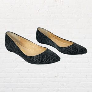 Rowen Black Faux Alligator Print Flats, Size 7.5